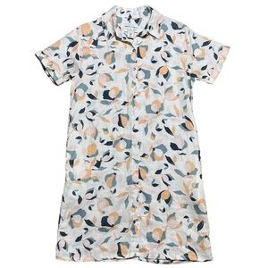 Rachel Zoe 100% Linen Floral Button Down Shirt Dress Sz XS